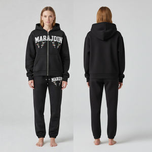 Conjunto Deportivo de Invierno para Mujer con Logotipo Personalizado, Sudadera con Cierre Completo y Pantalones Jogger, Ropa Deportiva de Dos Piezas - Product Image 1