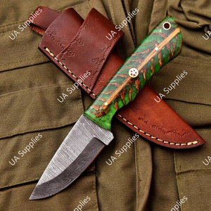 มีด EDC สำหรับตั้งแคมป์และล่าสัตว์ ด้ามจับเรซิ่นรูปทรงกรวยสน ผลิตจากเหล็กดามัสกัส  ใบมีดแบบ Drop Point ปรับแต่งได้ตามต้องการ  รับผลิตแบบ OEM - Product Image 5