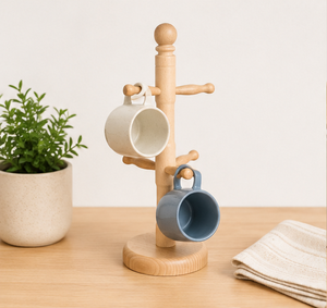 Wholesale Solid Beechwood Mug <b>Tree</b> <b>Stand</b> 6 Hooks Countertop Coffee Cup Holder Organizer For Kitchen Bar Custom Logo Low Price - Product Image 4