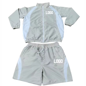 <b>Zip</b> <b>Up</b> <b>Jacket</b> and Short Outdoor Set Comfortable Custom Front Logo Print Windbreaker Tracksuits Solid - Product Image 4