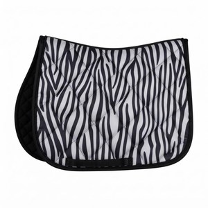 Ensemble de tapis de selle imprimé zèbre |   Protège-jambes pour chevaux Matchy Fly Veil |   Cadeau de spectacle équestre Bold Black White Horse - Product Image 2