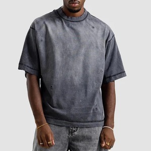 T-shirt vierge épais oversize effet vieilli personnalisé pour hommes, vente en gros, prix de gros - Product Image 3