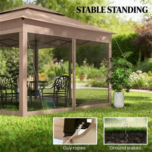 Pergola e Gazebo Marrone per Esterni con Tettoia Parasole per Terrazza - Product Image 3