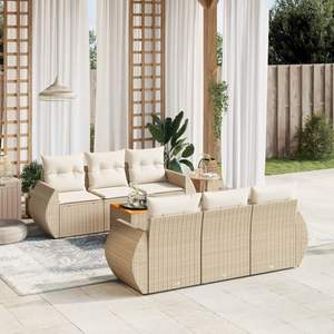 Grand ensemble de canapés de jardin modulaires en rotin PE beige, meubles de jardin modulaires confortables - Product Image 1