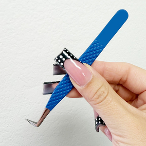 Pince à épiler professionnelle pour extensions de cils à motifs bleus, pince à épiler pour cils volumineux, fournitures pour maquilleurs de haute précision - Product Image 4