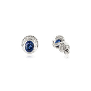 Exquisitos Pendientes de Oro Blanco de 14K con Zafiro Azul y Diamantes, Piedra de Nacimiento de Septiembre, Joyería de Piedras Preciosas al por Mayor - Product Image 5