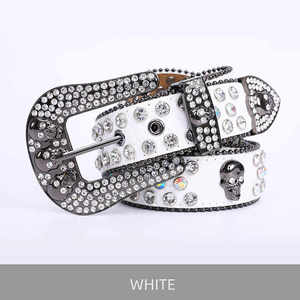 Ceinture tendance réversible en alliage avec boucle tête de mort et strass, style Y2K, décontractée, durable, moulée en une seule pièce, couleur unie - Product Image 2