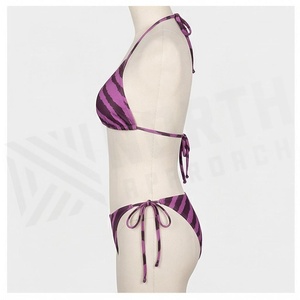 Ensemble bikini 2 pièces imprimé animal pour femme, haut dos nu et bas à nouer sur les côtés, maillot de bain extensible - Product Image 3