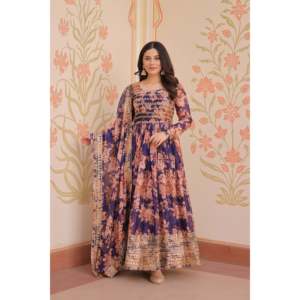 ชุดราตรีปักลายดิจิทัลพร้อมผ้าคลุมไหล่ - Product Image 4