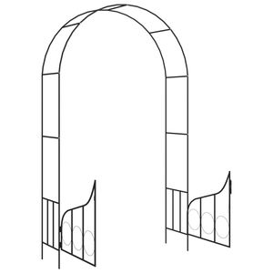 Grande Arco da Giardino Robusto in Ferro Verniciato a Polvere Nera, Traliccio e Cancello - Product Image 5