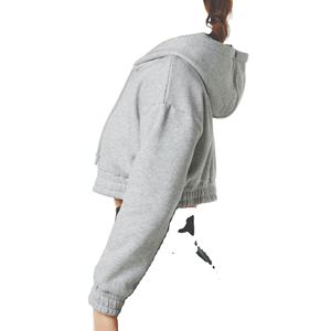 <b>Women's</b> Winter Hooded Fleece Cropped Hoodies-Customizable Front Logo Waterproof Windproof Polyester Cotton OEM Service Wholesale - Product Image 2