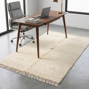 Premium Hand Knotted Wool Area Rug Soft Ivory Beige Geometric Pattern Carpet for Living Room Bedroom Modern Home Decor - Product Image 5