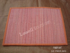 Natural Bamboo Dining Table <b>Placemats</b>, Dark Brown and Natural Wood Striped Design, Heat-Resistant Table Mats with Fabric Borders - Product Image 3