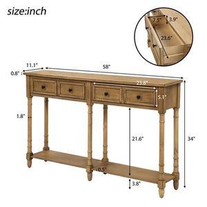 Console facile montaggio con due cassetti di stoccaggio e ripiano inferiore vecchia finitura di pino per soggiorno o ingresso - Product Image 6