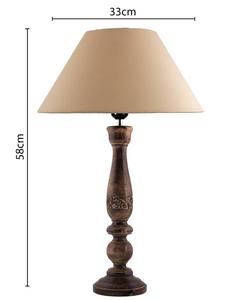 Lámpara de Mesa Tradicional de Madera con Pantalla de Tela Beige, Luz LED Cálida de 2700K, Base E27, Uso Residencial - Product Image 3
