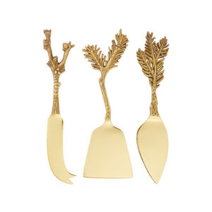 Juego de 3 cuchillos para queso de acero inoxidable con mango de madera de acacia de diseño moderno, herramientas para servir queso de metal pulido para uso doméstico y hotelero. - Product Image 5