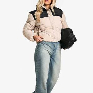 Chaqueta acolchada de burbujas con capucha y cuello redondo para mujer, talla grande, a cuadros, manga larga, con cremallera, informal, cálida, a la moda, para invierno 2026 - Product Image 3
