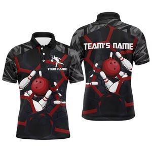 Custom Men's <b>Bowling</b> Polo Shirt 100% Polyester Short Sleeve Sublimation Print Team Name Personalized Casual Sport Style - Product Image 3