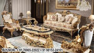 Magnifique ensemble de canapés de luxe sculptés à la main de style sud-est, en cuir bleu personnalisé, 7 places, capitonné, pour salon, USA Homes - Product Image 5