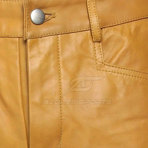Pantalon en cuir décontracté pour homme, taille mi-haute, avec fermeture boutonnée, coupe slim, durable, confortable, style streetwear, pour le quotidien - Product Image 6