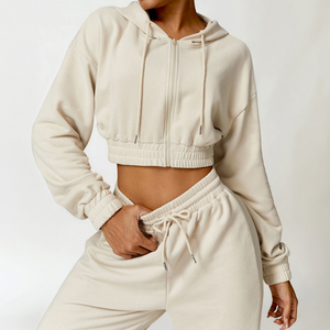 HAMIO SPORTS Sweat à capuche court décontracté 100 % coton doublé écologique pour femme avec logo de marque sur le devant, disponible en différentes couleurs - Product Image 6
