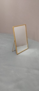 ARTISAN DESIGN <b>Rectangular</b> Brass Frame 5X7" Decorative Vanity <b>Mirror</b> Tabletop Stationary Modern Design for Wedding Birthday Home - Product Image 3