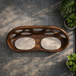Banco rústico de madera maciza para jardín o patio trasero Banco para exteriores con borde vivo hecho a mano Muebles duraderos para jardín y patio - Product Image 3