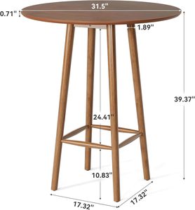 Solid Wood Round <b>Table</b> Walnut | Contemporary Side <b>Table</b> Hotel Cafe Restaurant Furniture - Product Image 3