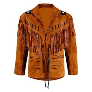 Chaqueta de Cuero Estilo Vaquero para Hombre, con Flecos, Cuello Alto, Cierre de Cremallera, Estilo Urbano, Resistente al Viento, Transpirable y Ecológica - Product Image 2