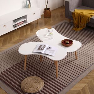 Tavolino da Caffè con Gambe in Legno Massello a Forma di Noce 35x21 Pollici - Product Image 2