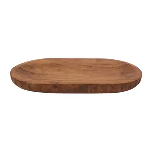 Wholesale Wooden Oval Plate Classic Style Dish Natural Color Platter For Serveware And Dinnerware Handmade