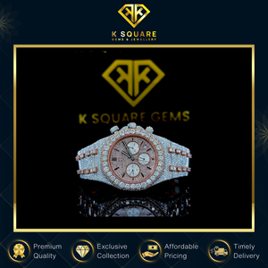 Montre de luxe VVS très demandée, à quartz automatique, analogique, boîtier en acier inoxydable, résistante à l'eau, avec diamants Moissanite et bracelet en silicone - Product Image 6