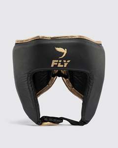Dernier modèle de protège-tête de boxe professionnel ouvert, noir et or, en cuir véritable, sur mesure, pour la protection professionnelle du Muay Thai - Product Image 5