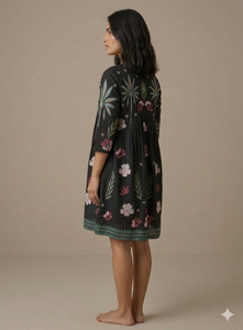 Robe longue bohème en viscose à manches courtes, coupe classique, pour l'été, les fêtes, écologique, boutonnée, lavable, respirante pour femme - Product Image 1
