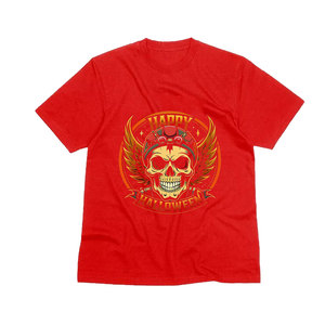 Camiseta Negra Extra Grande para Hombre con Estampado de Calavera y Tropical, Manga Corta, Cuello Redondo, Estilo Urbano, Impresión Digital, Jersey de Algodón 320g - Product Image 1