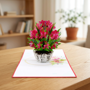 Tarjeta Pop-up 3D Personalizable de Papel de Hanoi Cortada con Láser, Estilo Amaryllis Rojo, para Acción de Gracias y Año Nuevo, Hecha a Mano por Viet-craft - Product Image 2