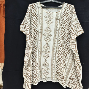 Ethnic Boho <b>Top</b> Raw Cotton Tribal <b>Kaftan</b> <b>Top</b> Oversized Tunic Dress Earthy Summer Festival Wear - Product Image 1