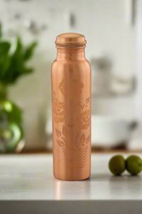 UNICORN HANDICRAFTS Botella de Agua de Cobre Ecológica con Diseño Floral, Portátil, para Viajes, Personalizada, para Uso Doméstico, con Tapa - Product Image 1
