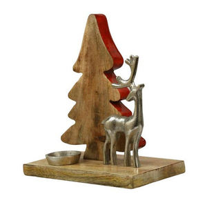 Wooden Deer Head Candle Holders Star-Shaped <b>Tealight</b> Holder Indoor Christmas Home Decoration Dripless Unscented - Product Image 3