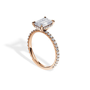 <b>Emerald</b> Cut Diamond Engagement <b>Ring</b> Women's Classic Prong Setting Rose Gold 10K Gold <b>Band</b> - Product Image 3