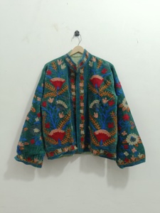 Chaquetas florales con bordado indio, interior de terciopelo, algodón, estilo bohemio, abrigo de invierno, ropa de calle - Product Image 3