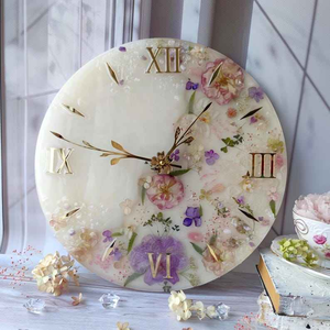 <b>Modern</b> Epoxy Resin Art <b>Wall</b> <b>Clock</b> Handmade Decorative Quartz Needle Movement Still Life Pattern Living Room <b>Clock</b> - Product Image 5