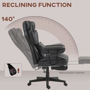 Sedia da Ufficio Direzionale Grande e Alta con Poggiapiedi, Capacità 175 kg, Supporto Lombare, Funzione Reclinabile, Nera, Certificata BIFMA, Girevole in PU - Product Image 6