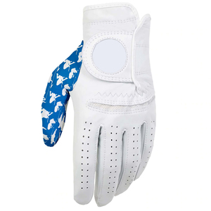 DARIB IMPEX Right Hand White Golf Glove Goatskin Leather Breathable Half Finger Non-<b>Slip</b> Pull Closure Men Embossed Sports - Product Image 6