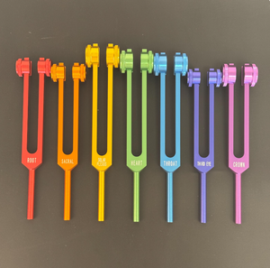 Juego de Diapasones de 7 Chakras Mars International: Aluminio Ponderado con Martillo y Bolsas - Product Image 5