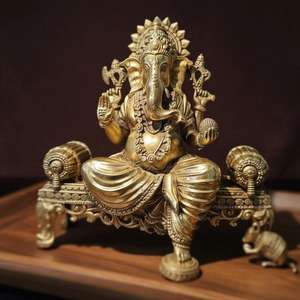 รูปปั้นพระพุทธรูปทองเหลืองขนาดใหญ่ |   เทพเจ้าแห่งโชคลาภแห่งฮินดู ของตกแต่งบ้านและวัด - Product Image 5