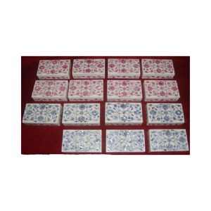 Blue and Pink Mother of Pearl Accessories <b>Box</b> with Luxury Look <b>Floral</b> Art Inlay White Marble Accessories <b>Box</b> - Product Image 1