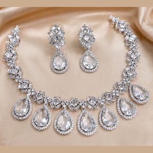 Ensemble de colliers pour femmes JeweleMarket, plaqué argent, avec cristaux et strass, style ethnique américain, pour mariage, fiançailles, anniversaire, fête, cadeau - Product Image 6