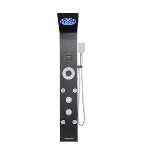 Colonna Doccia in Acciaio Inox Spazzolato 53 con Soffione a Pioggia a LED, Rubinetto a 6 Funzioni, Torre Doccia a Parete, Accessori per Cabina Doccia - Product Image 1