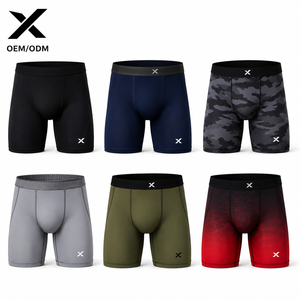 X Sports City <b>Men</b> <b>Compression</b> Wear <b>Shorts</b> Solid Waterproof Elastic Waist Mid Canvas Polyester Spandex Gym MMA Customized OEM/ODM - Product Image 1